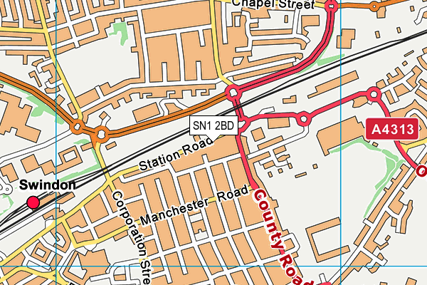 SN1 2BD map - OS VectorMap District (Ordnance Survey)