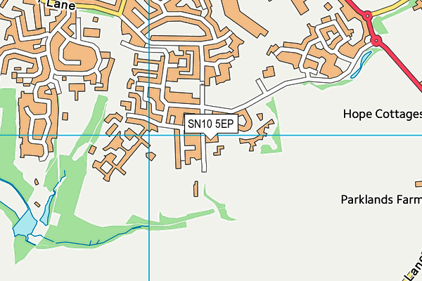 Green Lane Playing Fields map (SN10 5EP) - OS VectorMap District (Ordnance Survey)
