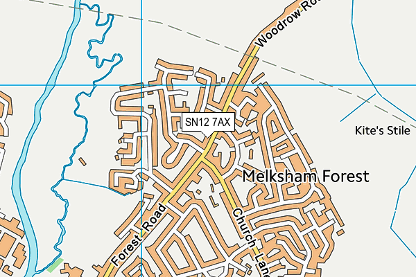 SN12 7AX map - OS VectorMap District (Ordnance Survey)