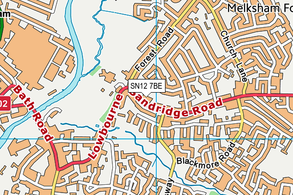 SN12 7BE map - OS VectorMap District (Ordnance Survey)