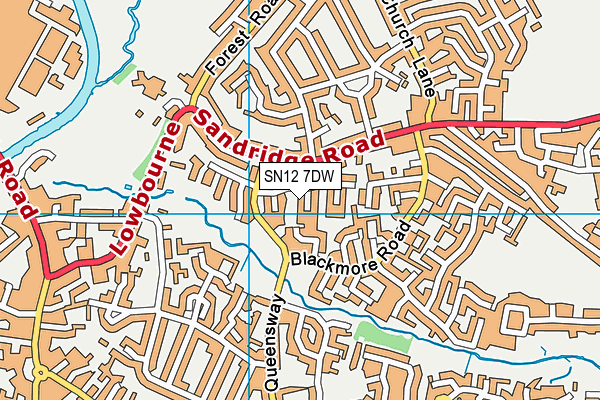 SN12 7DW map - OS VectorMap District (Ordnance Survey)