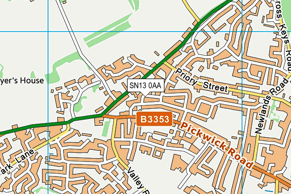 SN13 0AA map - OS VectorMap District (Ordnance Survey)