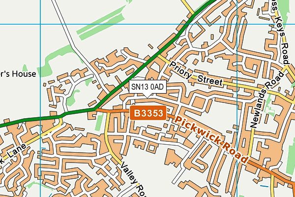 SN13 0AD map - OS VectorMap District (Ordnance Survey)