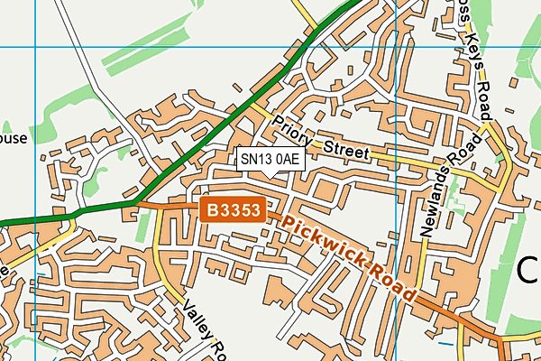 SN13 0AE map - OS VectorMap District (Ordnance Survey)