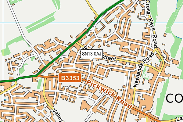 SN13 0AJ map - OS VectorMap District (Ordnance Survey)