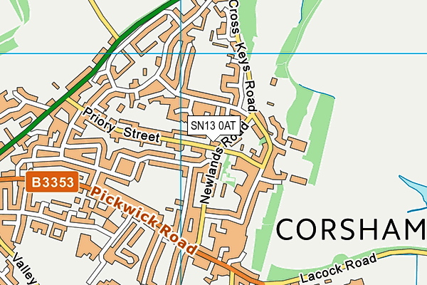 SN13 0AT map - OS VectorMap District (Ordnance Survey)