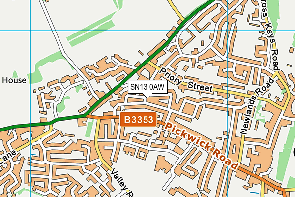 SN13 0AW map - OS VectorMap District (Ordnance Survey)