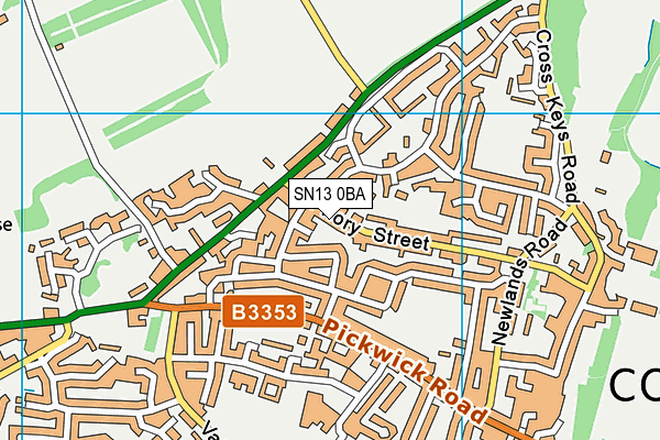 SN13 0BA map - OS VectorMap District (Ordnance Survey)