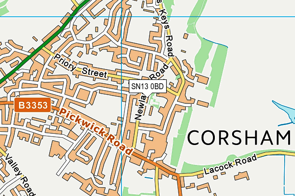 SN13 0BD map - OS VectorMap District (Ordnance Survey)