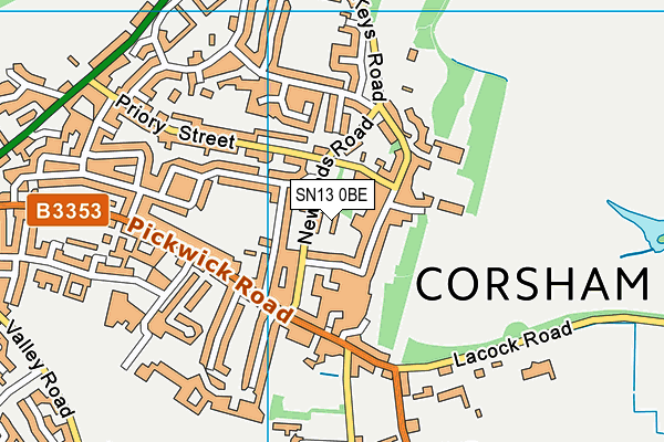 SN13 0BE map - OS VectorMap District (Ordnance Survey)