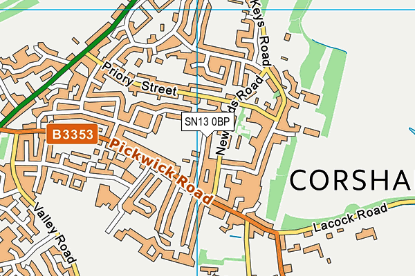 Meriton Avenue Recreation Ground map (SN13 0BP) - OS VectorMap District (Ordnance Survey)