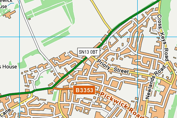 SN13 0BT map - OS VectorMap District (Ordnance Survey)