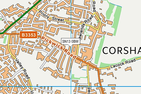 SN13 0BW map - OS VectorMap District (Ordnance Survey)