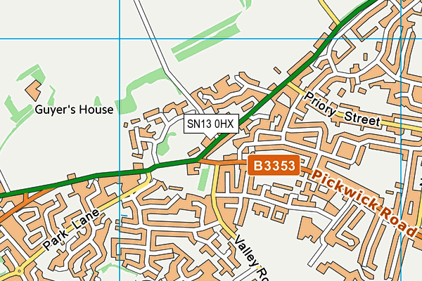 SN13 0HX map - OS VectorMap District (Ordnance Survey)