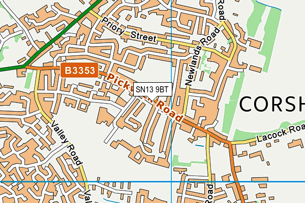 SN13 9BT map - OS VectorMap District (Ordnance Survey)