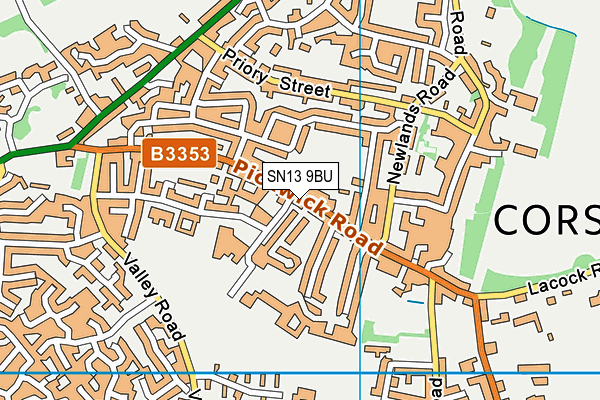 SN13 9BU map - OS VectorMap District (Ordnance Survey)