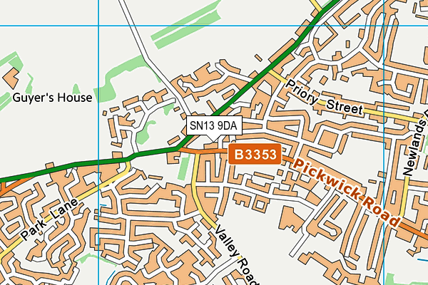 SN13 9DA map - OS VectorMap District (Ordnance Survey)