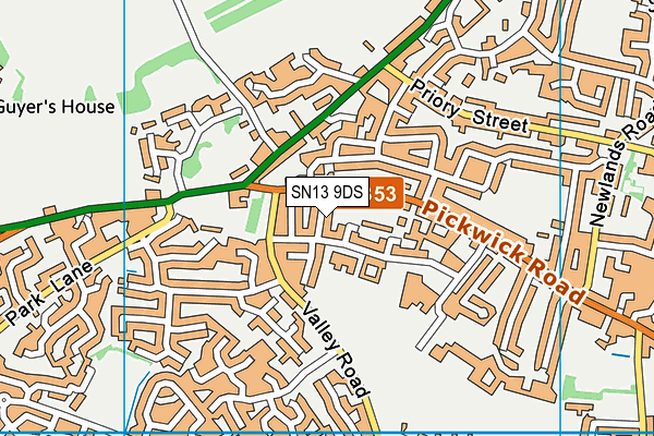 SN13 9DS map - OS VectorMap District (Ordnance Survey)