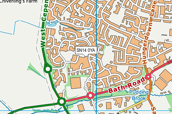 SN14 0YA map - OS VectorMap District (Ordnance Survey)