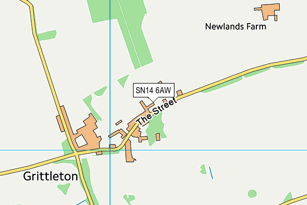 Grittleton Cricket Ground map (SN14 6AW) - OS VectorMap District (Ordnance Survey)