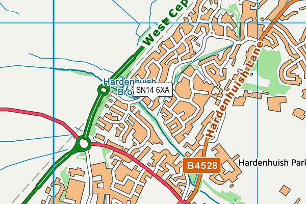 SN14 6XA map - OS VectorMap District (Ordnance Survey)