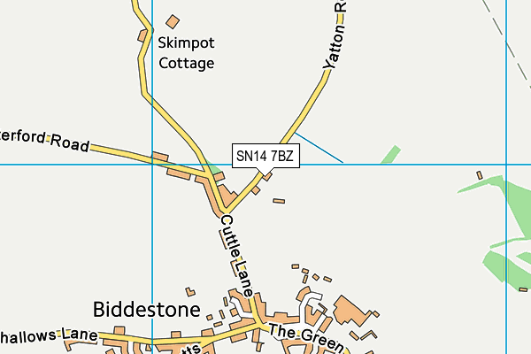 Biddestone Village Hall  map (SN14 7BZ) - OS VectorMap District (Ordnance Survey)
