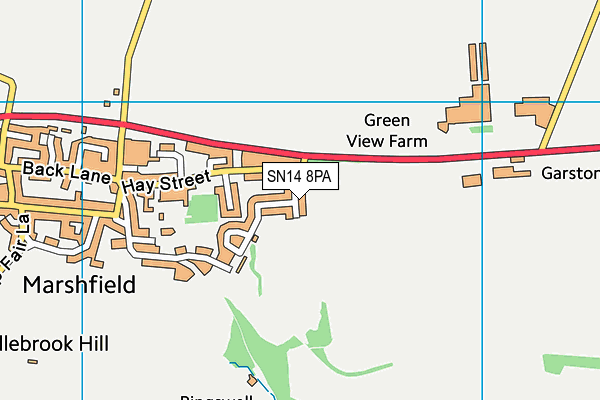 Marshfield Playing Field map (SN14 8PA) - OS VectorMap District (Ordnance Survey)