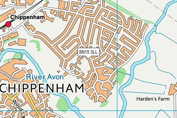 SN15 3LL map - OS VectorMap District (Ordnance Survey)