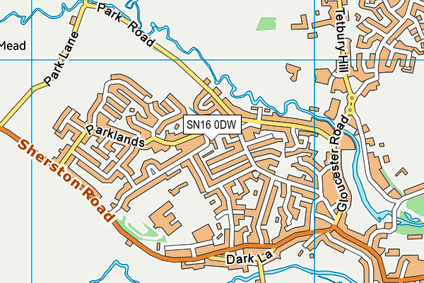 SN16 0DW map - OS VectorMap District (Ordnance Survey)