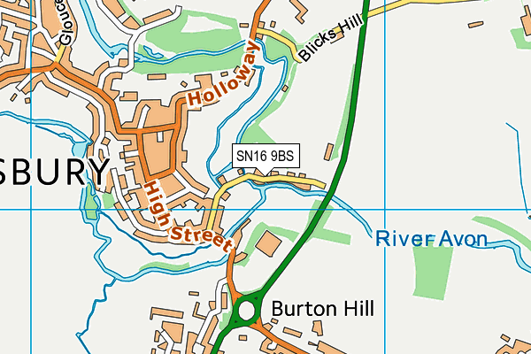 SN16 9BS map - OS VectorMap District (Ordnance Survey)