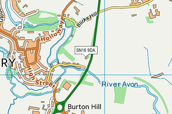 SN16 9DA map - OS VectorMap District (Ordnance Survey)