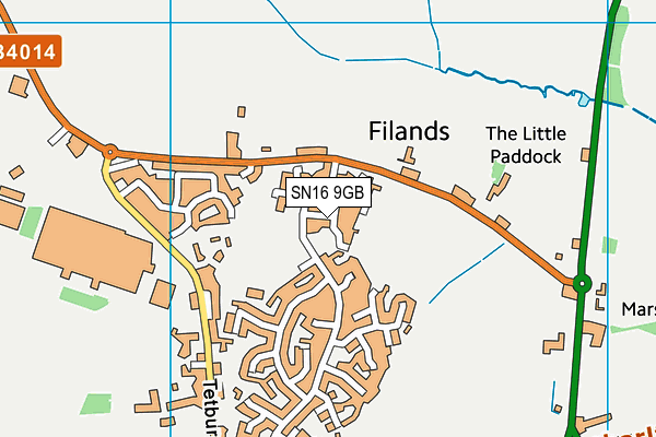 SN16 9GB map - OS VectorMap District (Ordnance Survey)