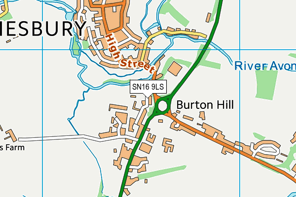 SN16 9LS map - OS VectorMap District (Ordnance Survey)