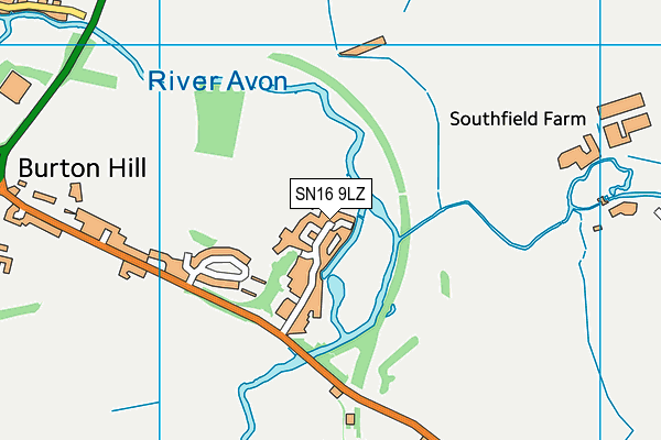 SN16 9LZ map - OS VectorMap District (Ordnance Survey)