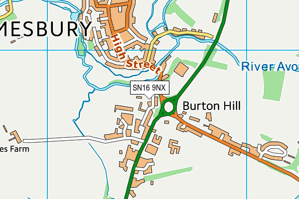 SN16 9NX map - OS VectorMap District (Ordnance Survey)