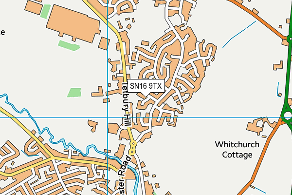 SN16 9TX map - OS VectorMap District (Ordnance Survey)