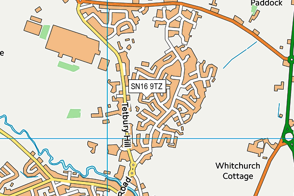 SN16 9TZ map - OS VectorMap District (Ordnance Survey)