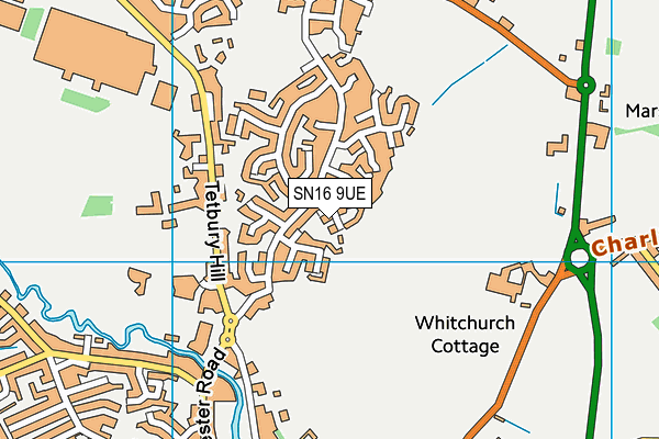 SN16 9UE map - OS VectorMap District (Ordnance Survey)