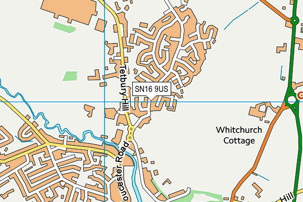 SN16 9US map - OS VectorMap District (Ordnance Survey)