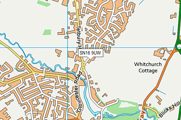 SN16 9UW map - OS VectorMap District (Ordnance Survey)