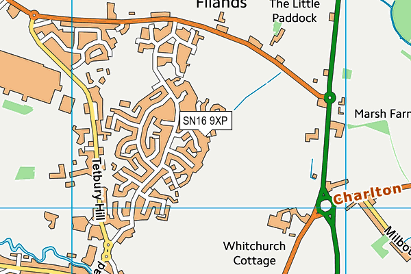 SN16 9XP map - OS VectorMap District (Ordnance Survey)