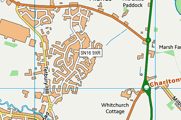 SN16 9XR map - OS VectorMap District (Ordnance Survey)