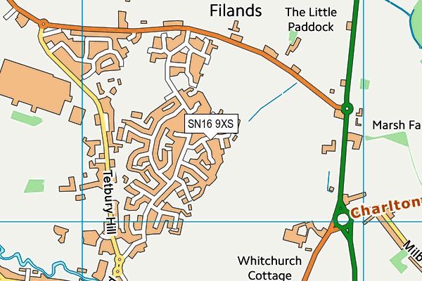 SN16 9XS map - OS VectorMap District (Ordnance Survey)