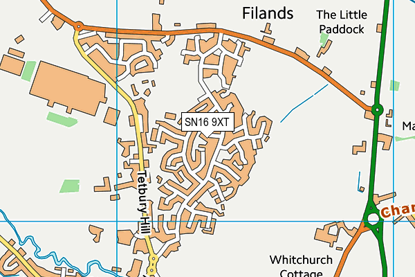 SN16 9XT map - OS VectorMap District (Ordnance Survey)