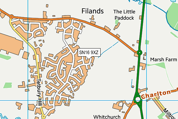 SN16 9XZ map - OS VectorMap District (Ordnance Survey)