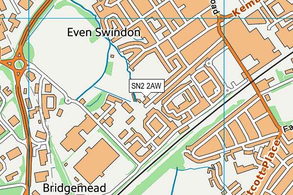 SN2 2AW map - OS VectorMap District (Ordnance Survey)