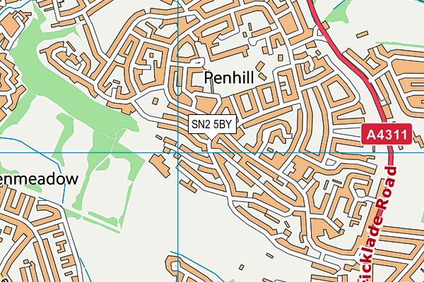 SN2 5BY map - OS VectorMap District (Ordnance Survey)