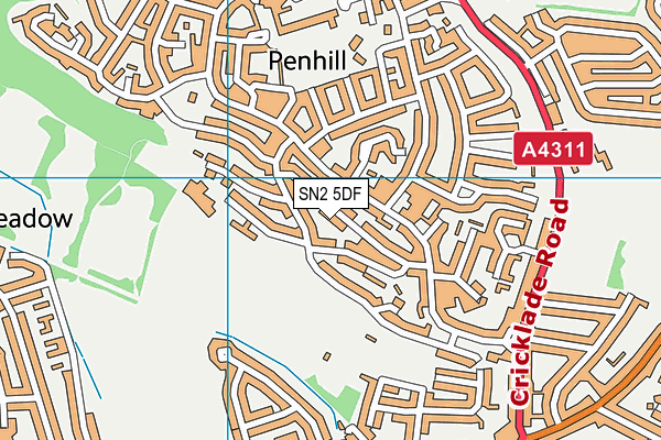 SN2 5DF map - OS VectorMap District (Ordnance Survey)