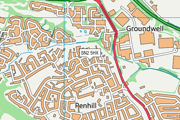 SN2 5HX map - OS VectorMap District (Ordnance Survey)