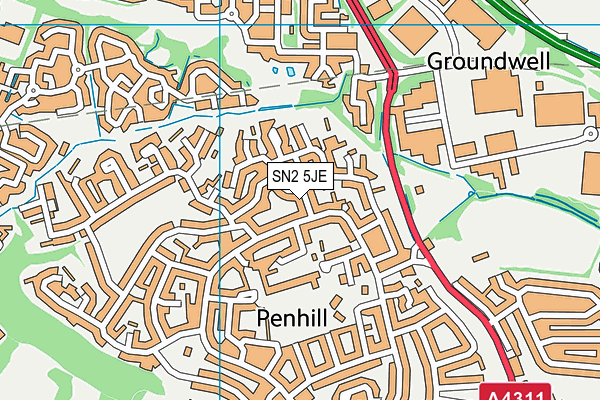 SN2 5JE map - OS VectorMap District (Ordnance Survey)